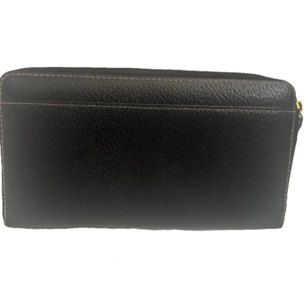 Kate Spade Leather Wallet Black Water Zip-Around Organizer Clutch